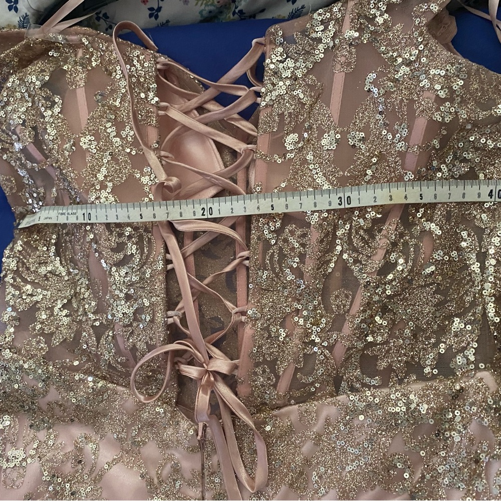 Gold Strapless Sequin Gown for Brides - Picture 3 of 11